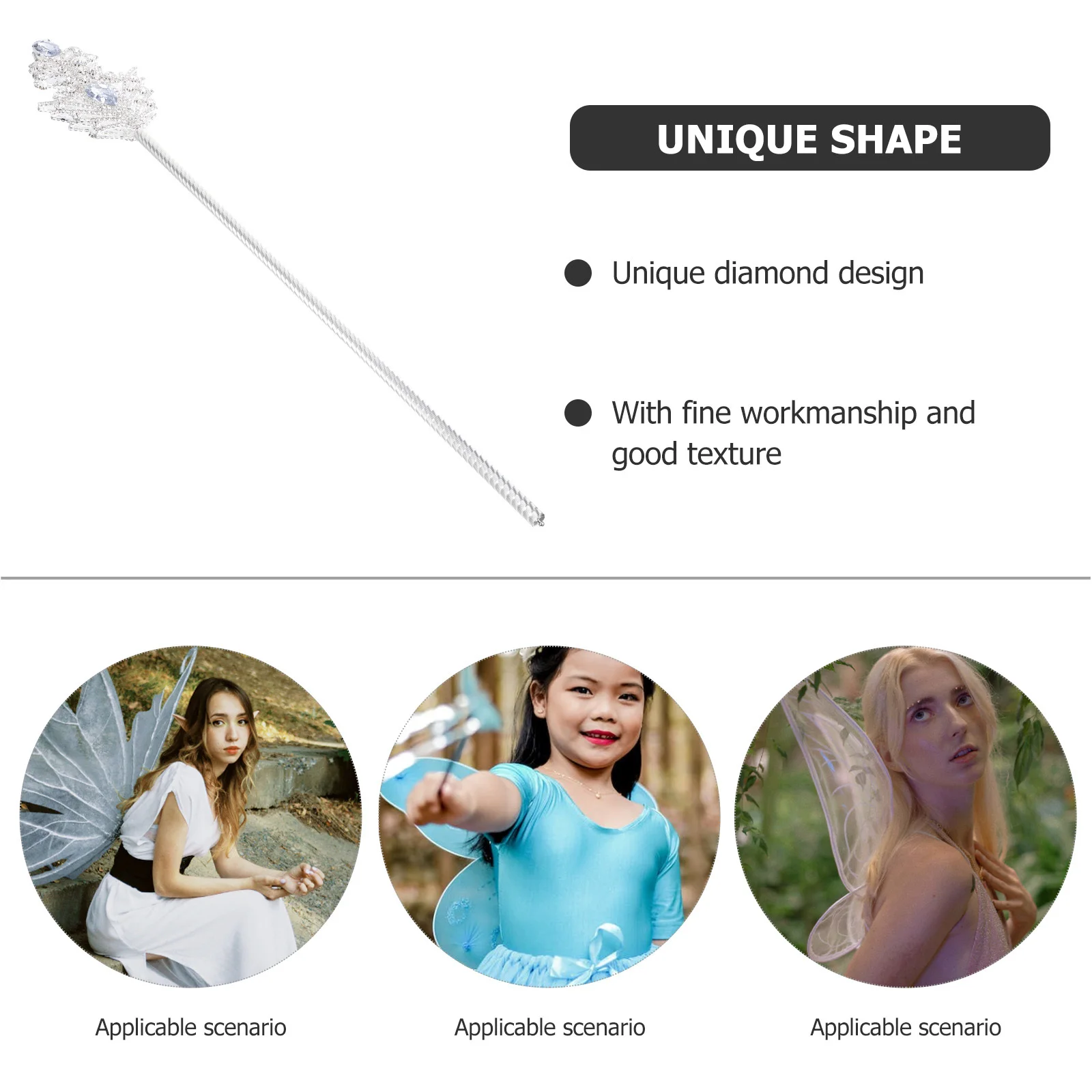 Varita de hadas para niñas, varita decorativa de diamantes de imitación para Cosplay, varita brillante para actuación de fiesta, varitas de hadas para niñas