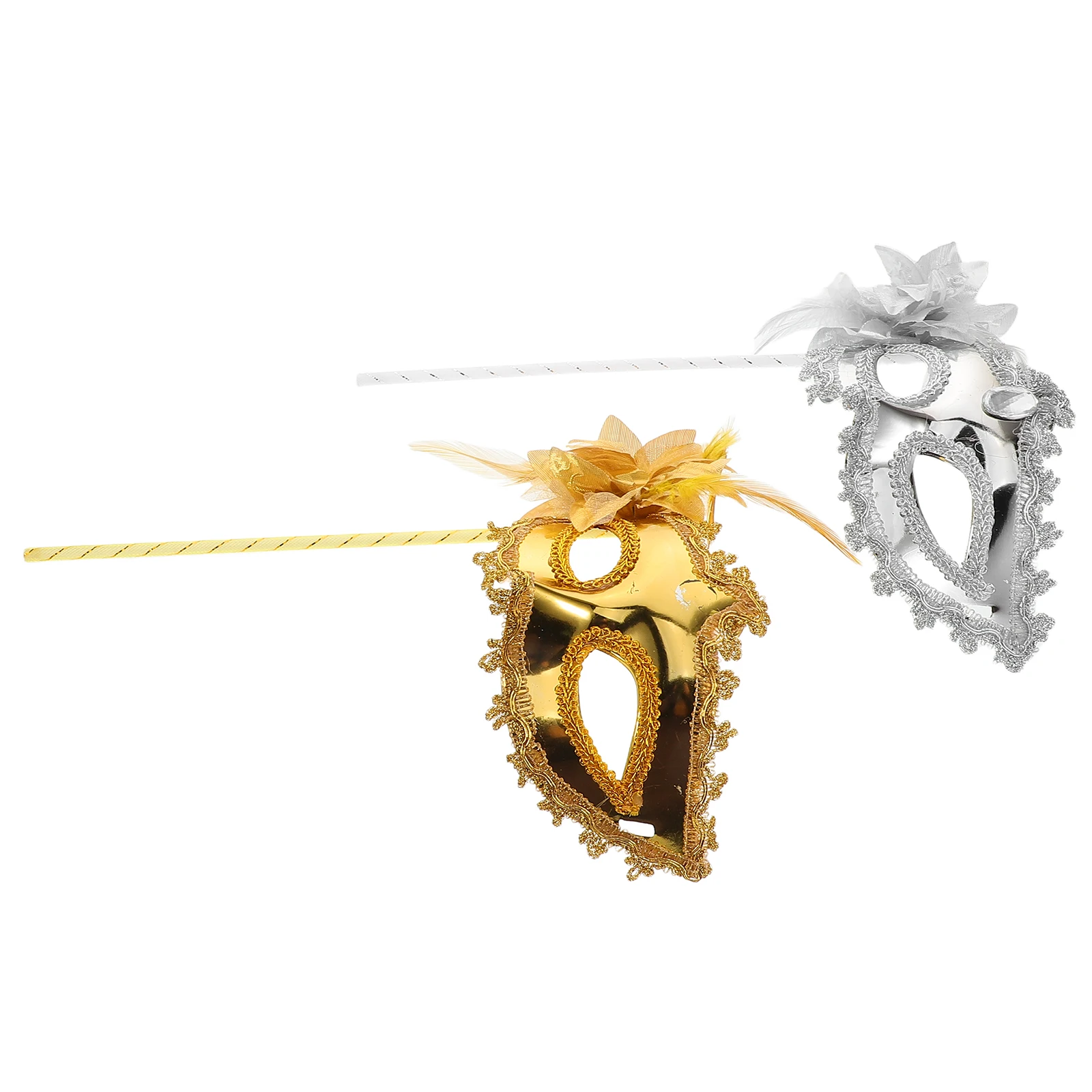 

Handheld Mask with Stick Carnival Masquerade Costume Princess Plastic Cosplay Masks