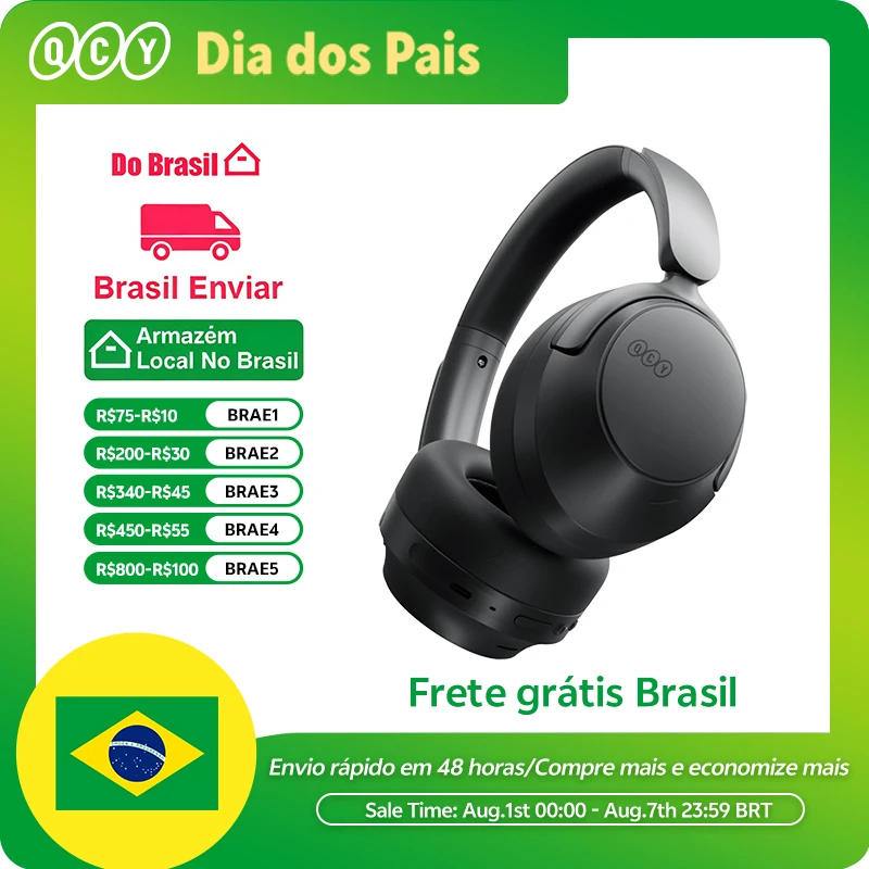 Fone de Ouvido Over-Ear QCY H3S com Som Espacial Hi-Res LDAC, Headset H3S com ANC Adaptativo de -56dB, Fone Sem Fio Bluetooth 6.0 com 102 Horas de Bateria