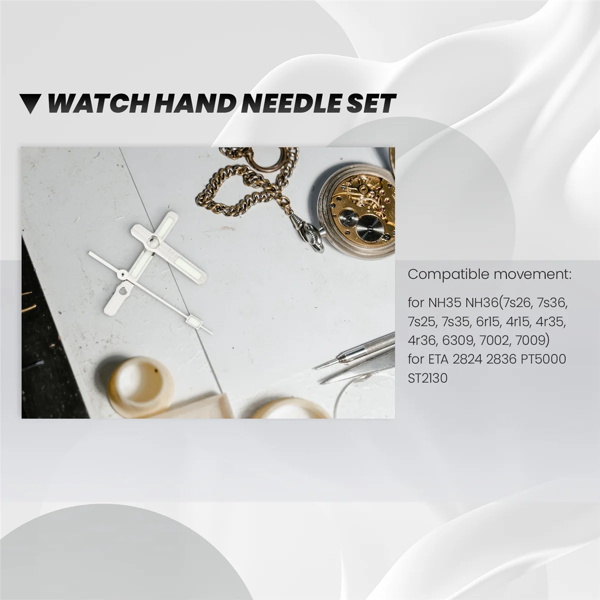 

62MAS Solid Watch Hands Fit NH35 NH36 ETA2824 2836 ST2130 Movement Japan C3 Super Green Lume Three-Dimensional SSQ