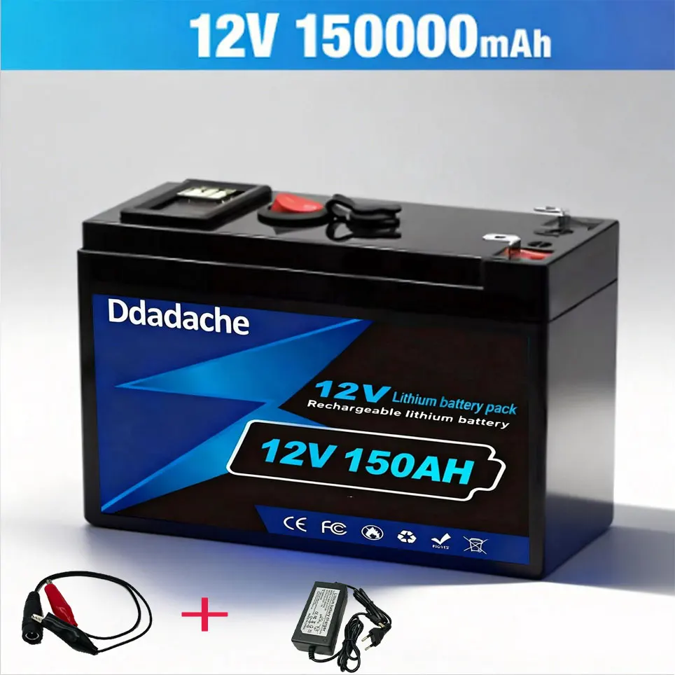 LiFePO4 12V 150Ah oplaadbare lithiumbatterij, ingebouwde BMS, perfect voor speelgoed met accu, zonnepanelen, viszoekers, elektrische aangedreven voertuigen
