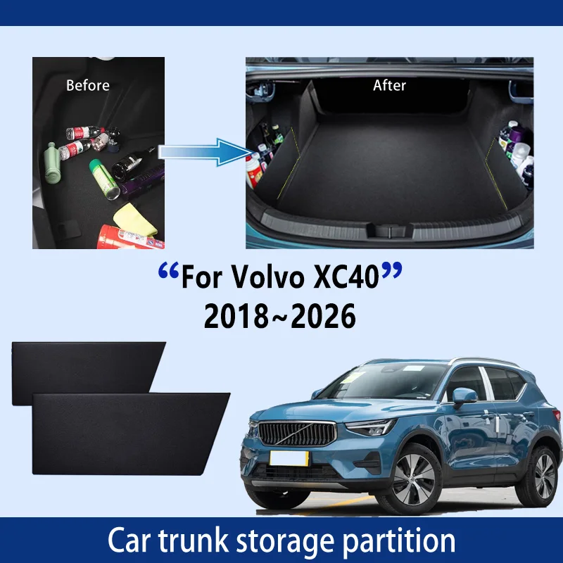 

Car Accessories For Volvo XC40 2018~2026 Thickening Trunk Storage Partition Multifunction Storage Auto Interior Parts Organizer