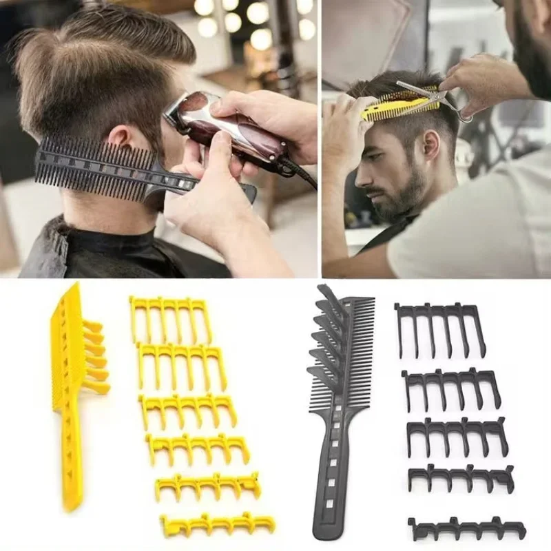 Men Hair Combs Trimming Template Curved Plastic Taper Guide Clipper Home Haircut Ruler Band Limit Comb Hair Cutting Tool Beard