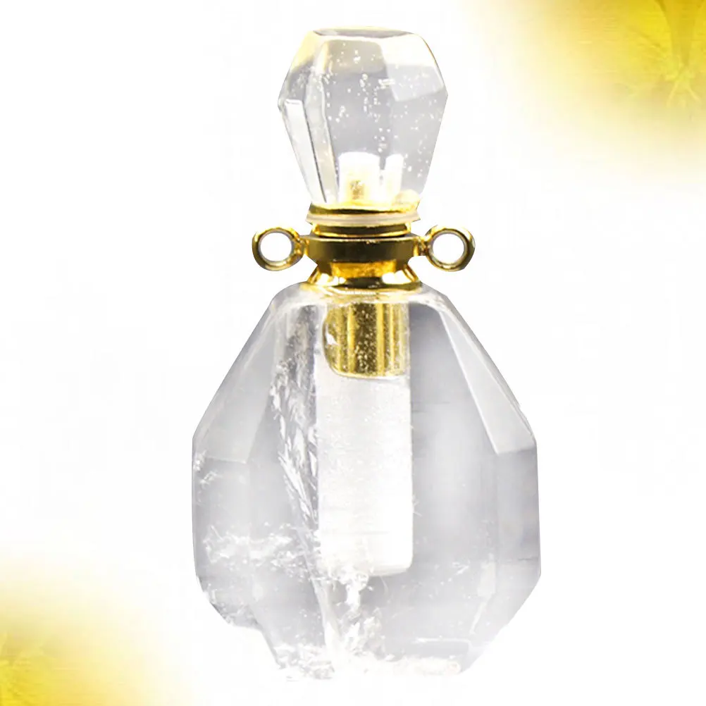 زجاجة صغيرة من الكريستال الفلوريت الطبيعي باللون الأخضر مختومة من الزيوت العطرية قلادة معلقة للزينة