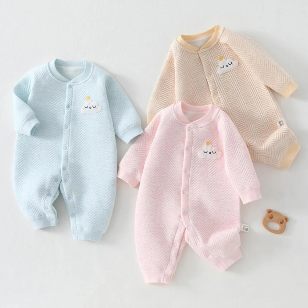 

Детские комбинезоны для девочек, осенне-зимняя стеганая теплая одежда для новорожденных, комбинезоны с длинными рукавами для маленьких мальчиков, Новое поступление