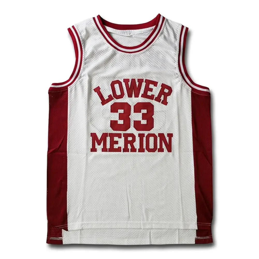 #33 Bryant Lower Merion Nakrycie głowy Męska bordowa koszulka do koszykówki w stylu retro z haftem