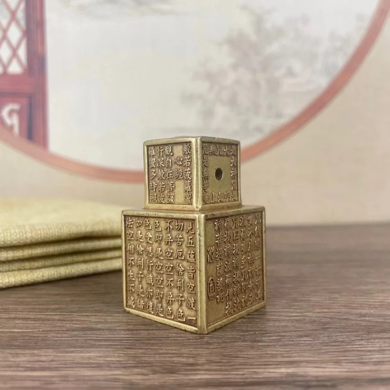 

Solid Brass Prajna Paramita More than Buddha Head Six-Sided Heart Sutra Seal Relief Seiko Study Paperweight Paper Weight Ornamen