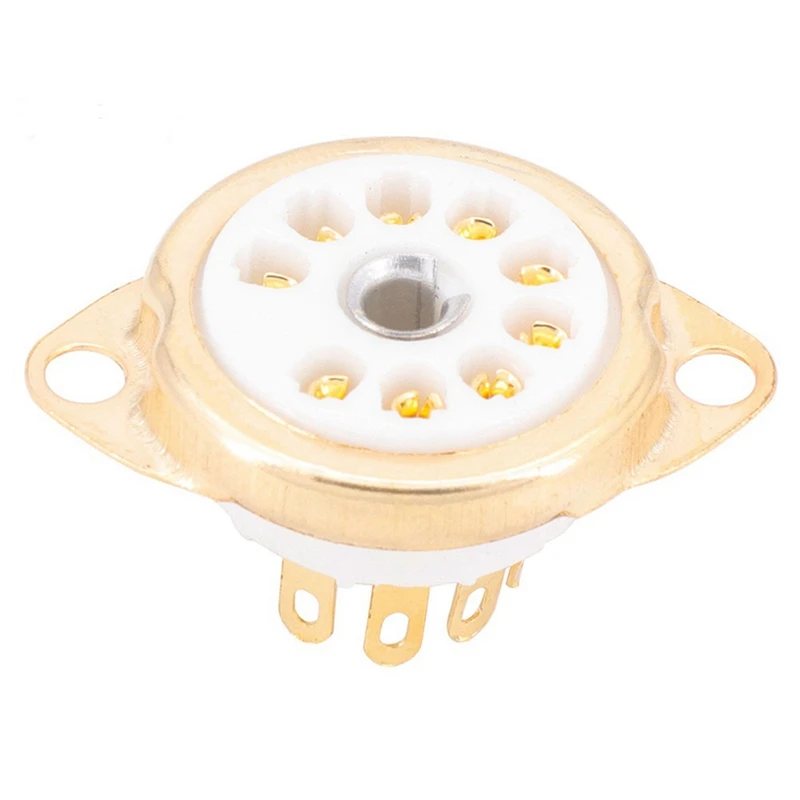 20PCS Ceramic B9A Gold-Plated 9Pin Vacuum Tube Socket Panel Chassis Mount For ECC81 ECC82 ECC83 EL84 6922 Vacuum Tube