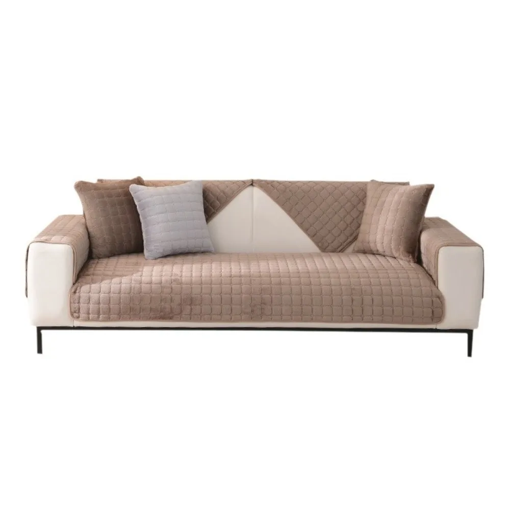 New Check Pattern Quilted Sofa Cover Solid Color Anti-Slip Sofa Seat Mat Thickened Soft Couch Slipcover Home Decor
