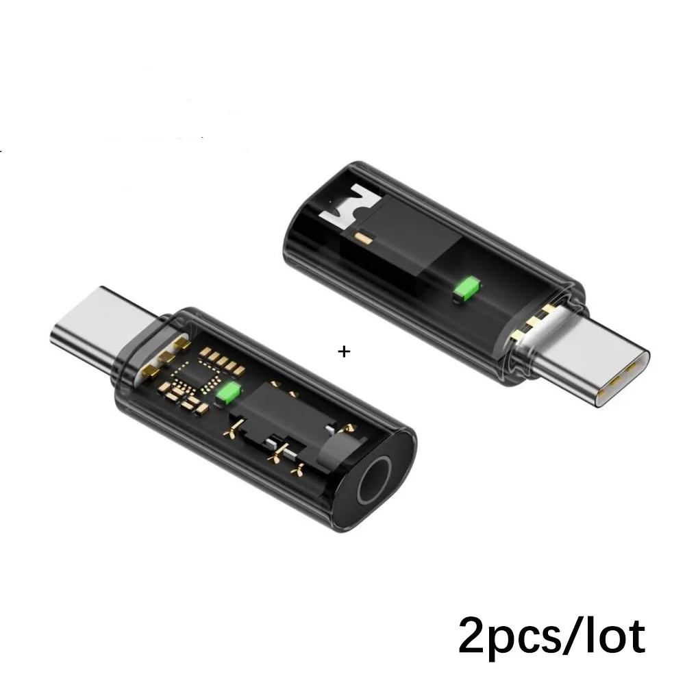 2pc USB C Type C to 3.5mm Audio Adapter Male to Female 4 Pole Headphone Adapter 16bit 48kHz for Apple 15 Karaoke Call Sound Card