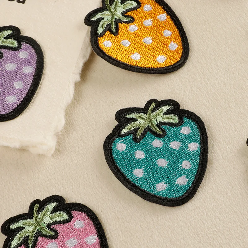 16-teiliges Erdbeer-Aufnäher zum Aufbügeln für Kinder, zum Aufbügeln, für Kleidung, thermoadhäsive Nähen, Applikation, bestickt, Bulk-Jacke, Mochila – Detail 4