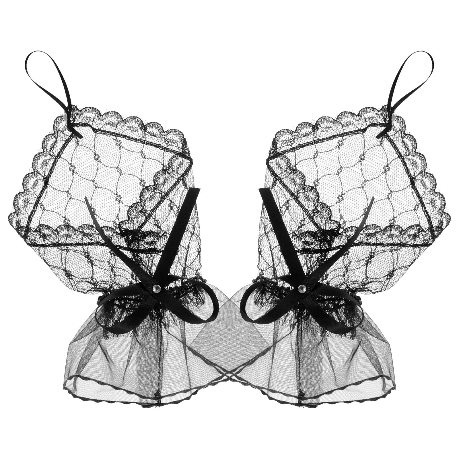 

1 Pair Fingerless Lace Gloves Women Elegant Mesh Tulle Bow Wrist Cuffs For Wedding Party Dance Performance Cute Charming Gloves