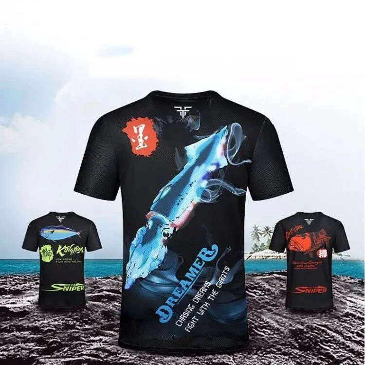 

Deep Sea Fishing Suit Short-sleeve T-shirt Ice Silk Quick-drying Breathable Sunscreen Lure Sea Fishing Top T Shirts for Men