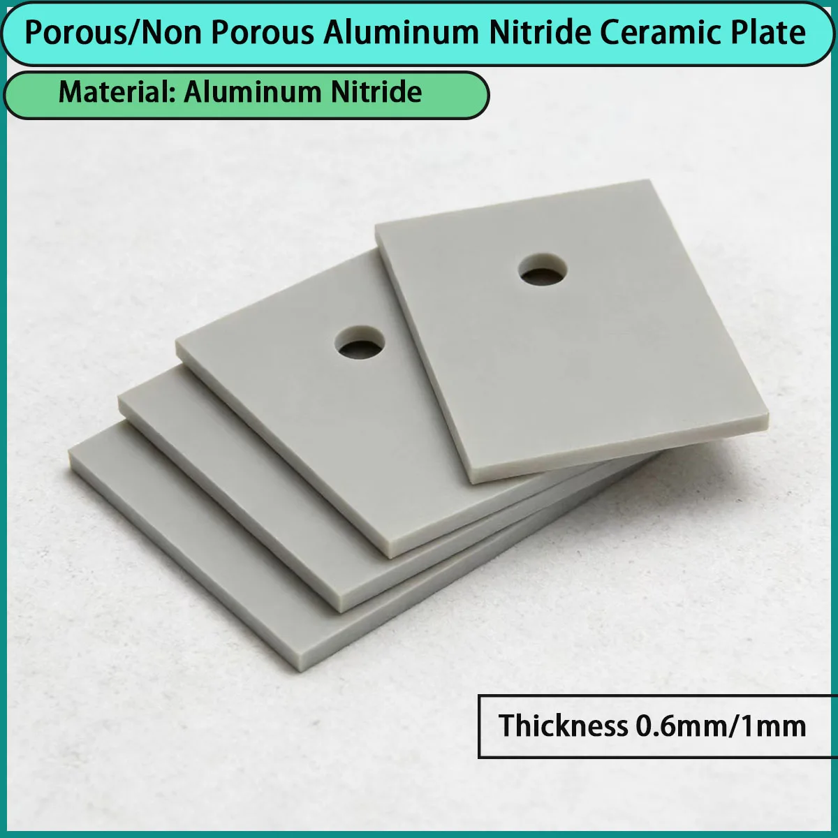 0.6mm/1mm thick perforated/non perforated aluminum nitride ceramic plate for semiconductor, microelectronics, aviation, etc