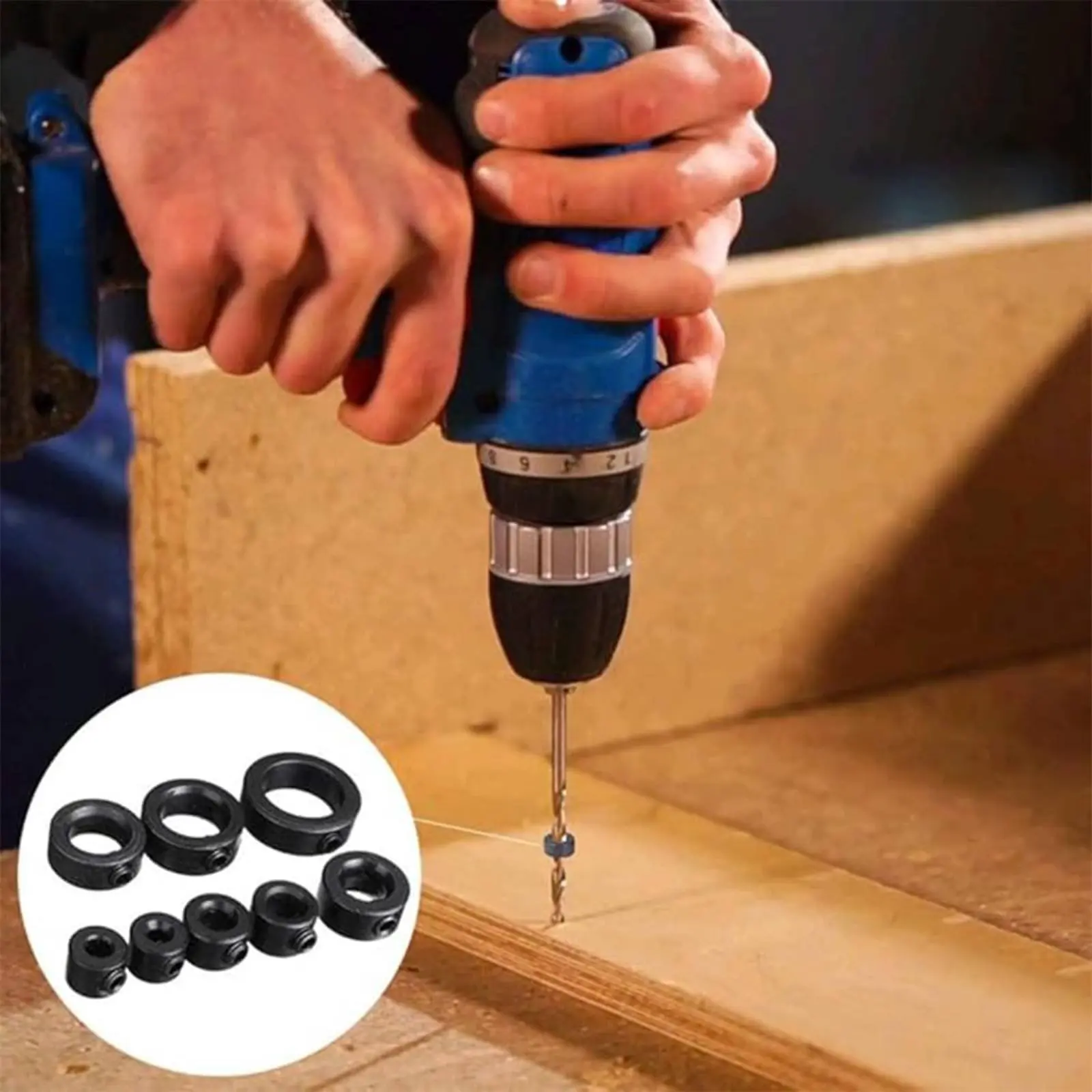 

8 Pieces Drill Tool Drill Stop Collar Set High-Speed Steel Drill Measurement Stop Rings Drilling Accessory for DIY Hobbyists