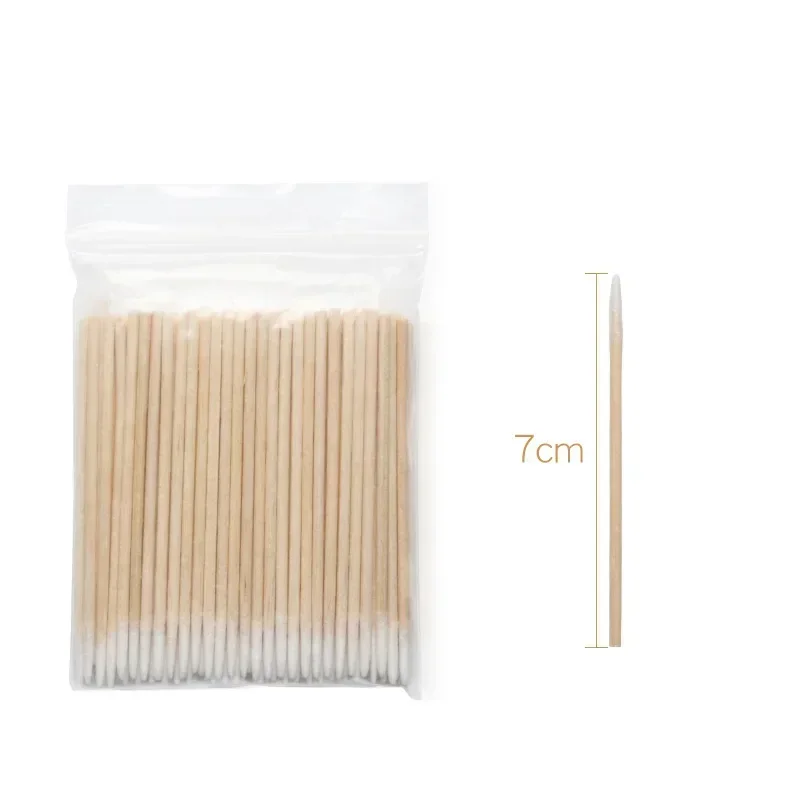 100-500 piezas de hisopos de algodón de madera para uñas, palitos con punta de algodón, corrector de detalles de manicura, removedor de esmalte, herramienta de arte 6