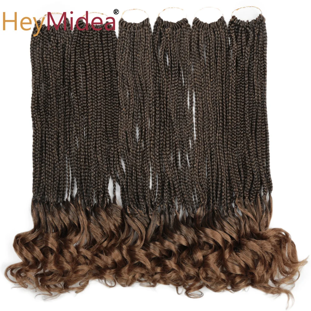 20Inch Godin Box Vlechten Haar Synthetische Franse Krul Vlechten Hair Extensions Vrouwen Ombre Box Vlechten Gehaakt Haar Met Krullend Uiteinde