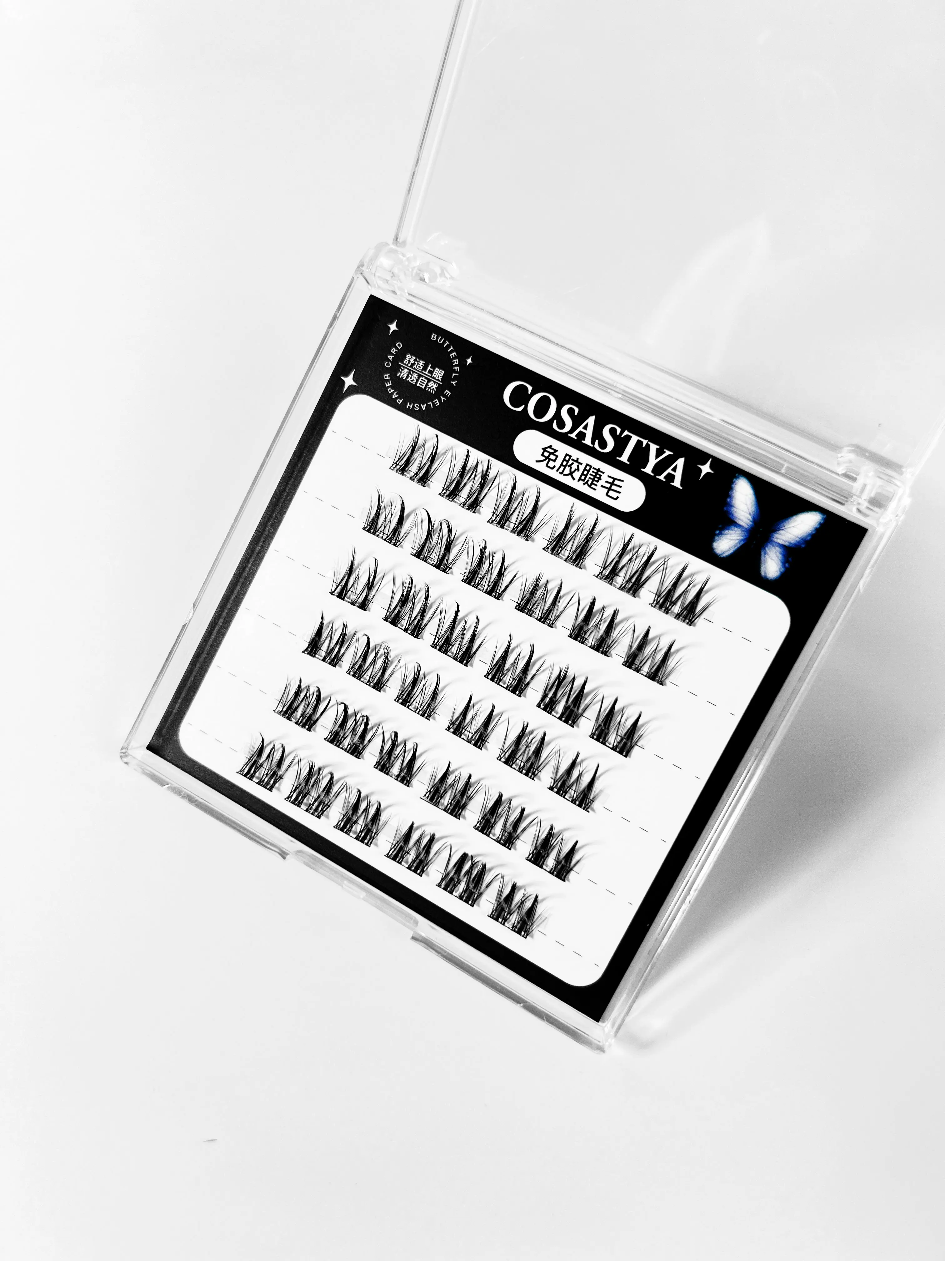 Double-pointed wheat ear glue-free false eyelashes - easy to wear and reuse, soft and comfortable, natural look