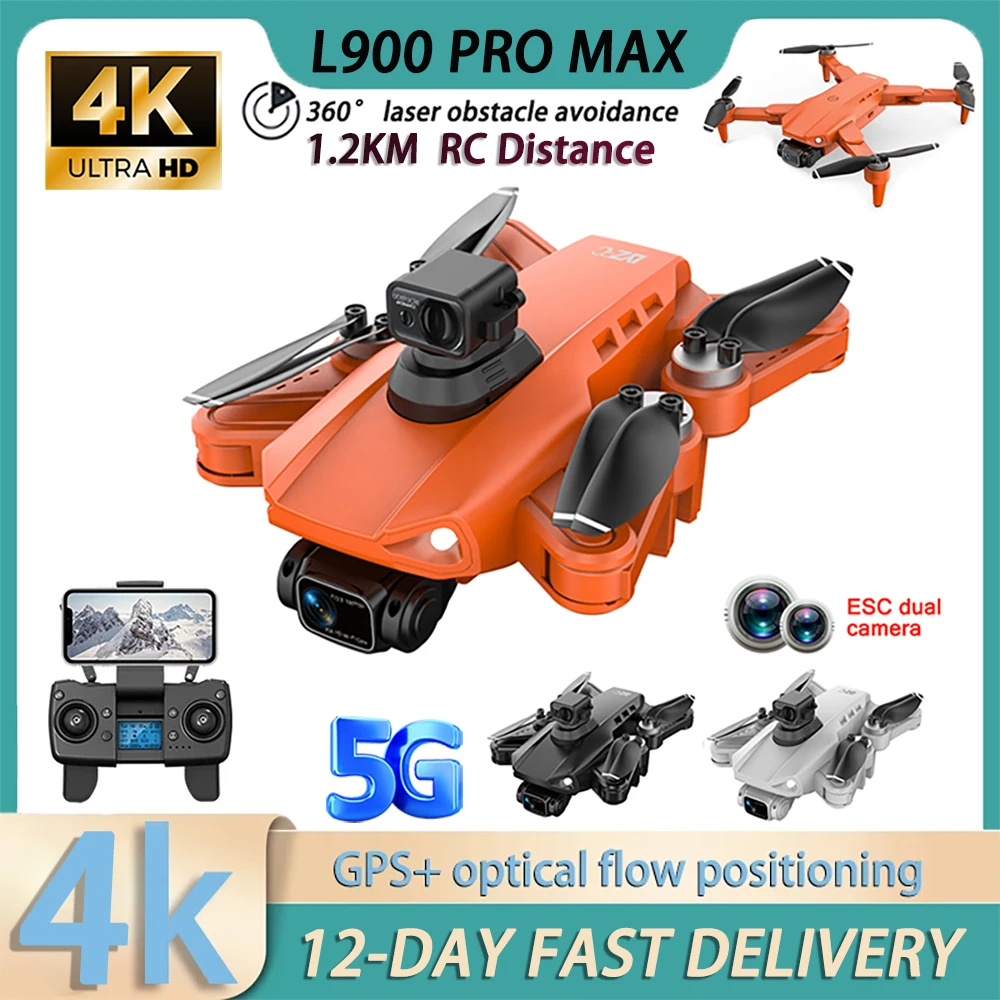 2024 L900 Pro MAX GPS FPV Drone 4K Professional HD Dual Camera 5G Wifi Aerial Brushless Quadcopter RC Distance 1.2KM Drones Toys