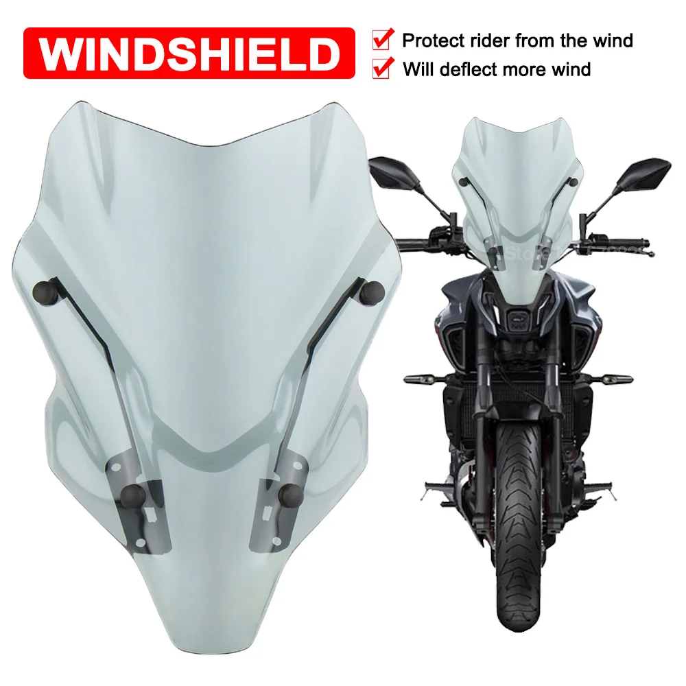 Windscreen Windshield For Yamaha MT07 FZ07 2021-2024 Motorcycle Wind Deflector Protector Double Bubble Wind Screen With Bracket