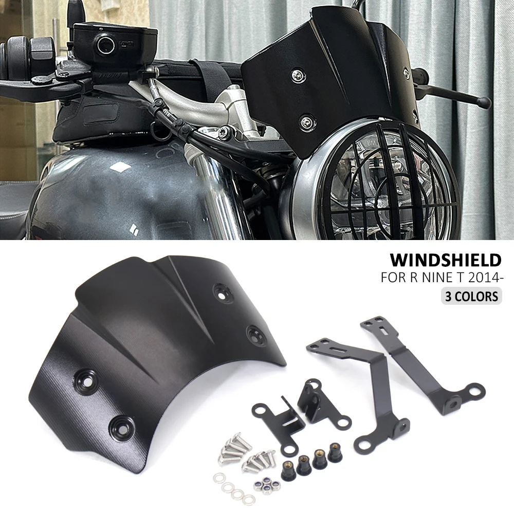 

New RNINET 2014-2023 Windshield Windscreen with Mounting Bracket For BMW R NINET NineT Rninet R nine T R9T Wind Deflectors