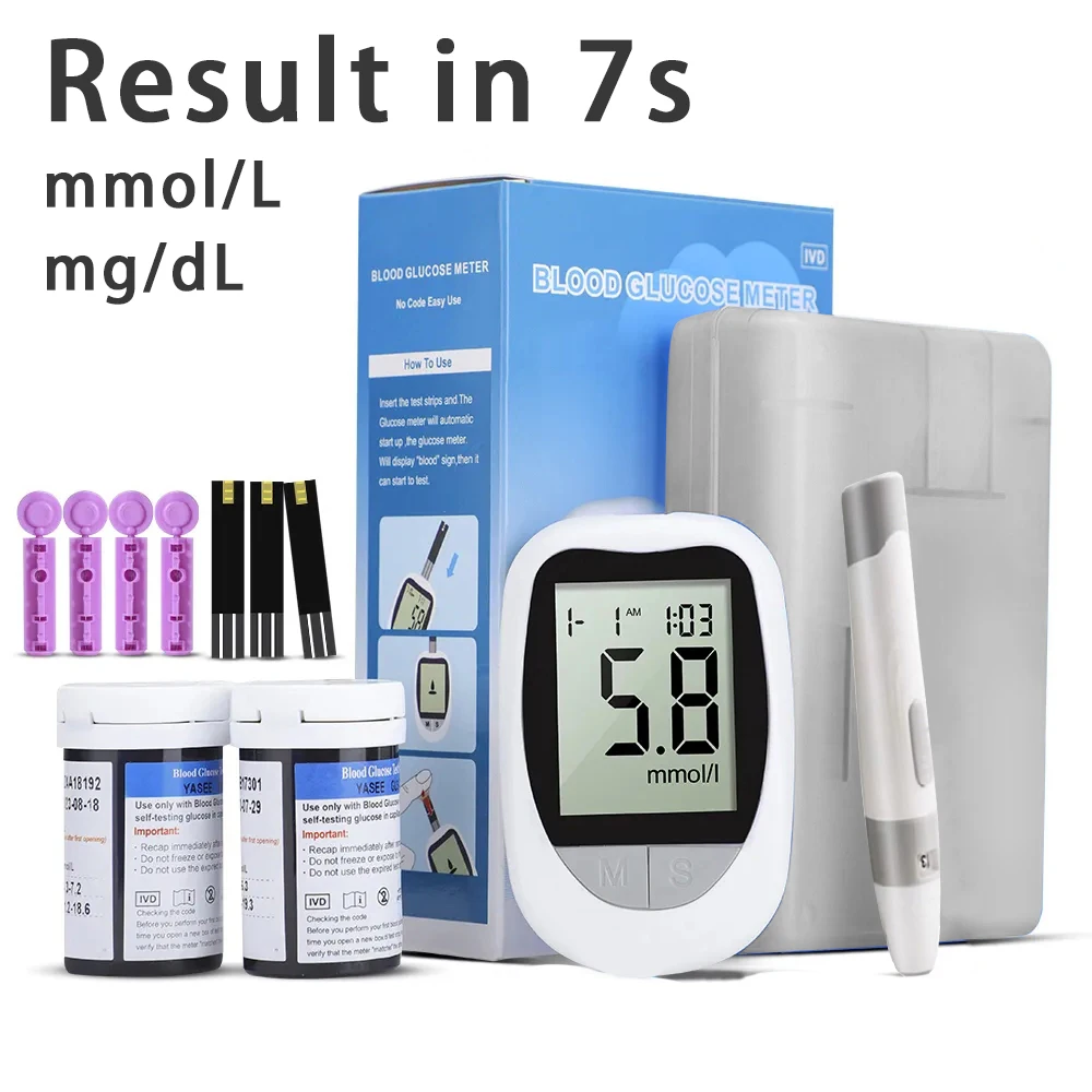 Blood Glucose Meter Glucometer Kit Code Free Diabetes Test 50/100pcs Strips With Lancets Medical Blood Sugar Mg/mmol