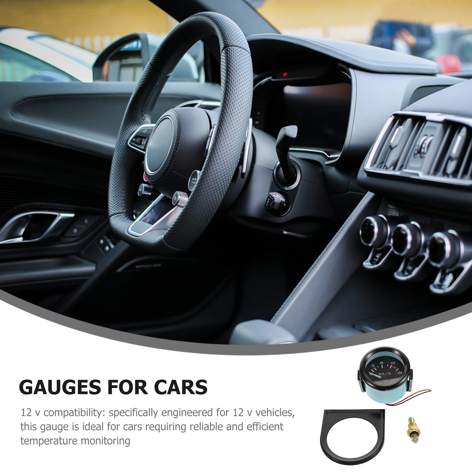 

Automotive Oil Temperature Gauge 50-150°C 12V Black Pointer Style Analog Temp Meter For Car Engine Monitoring Motorcycle