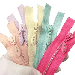 4# 60cm Rhinestone Zipper A-class Lightning Shiny diamond Zippers Open-End For Sewing DIY Jacket bag Coat Handicrafts Accessoris