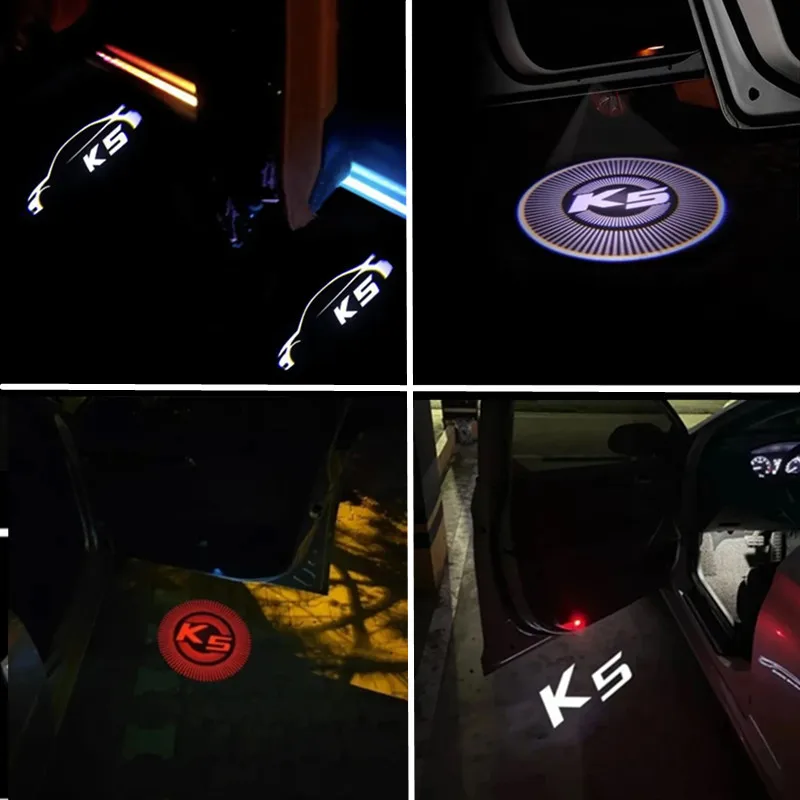 2PCS Car Door Welcome Courtesy Shadow Projector Lamp LED HD Logo Light For KIA K5 First Gen 2011-2016
