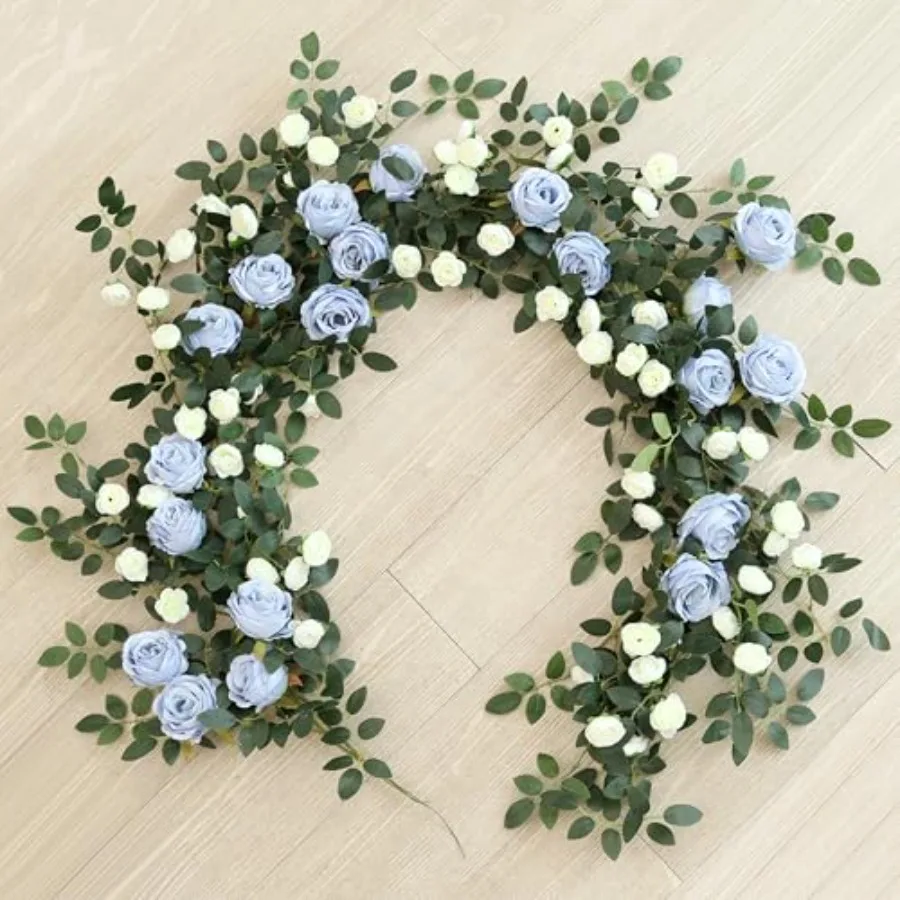 

Two-Tone Rose vine2-Pack 74.8in Dual-Color Artificial Rose Vines, Bendable Artificial Wreaths, Hanging Flower Vines for Wall De