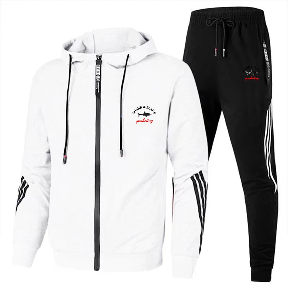 2024 Fashion outdoor leisure Spring and autumn men's sports suit long-sleeved hoodie + jogging pants 2-piece fitness running sui