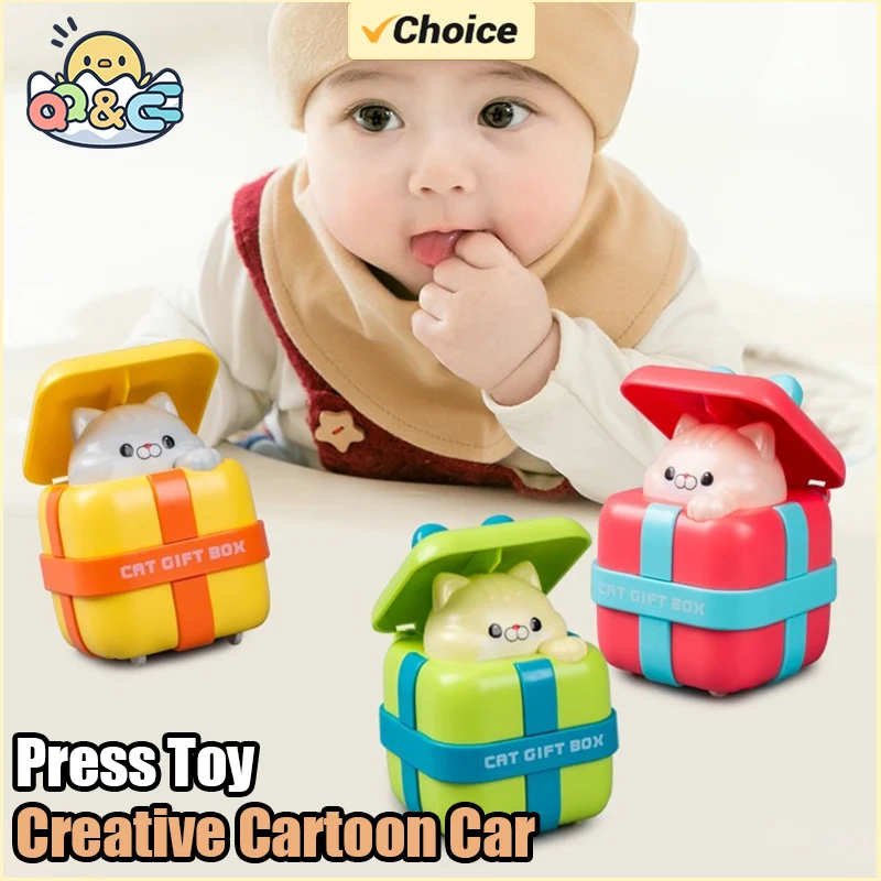 Kids Press Toy Car Creative Cartoon Press Gift Cat Toy Clockwork Baby Inertia Pull Back Cars Kawaii Children's Toys for Boy Girl