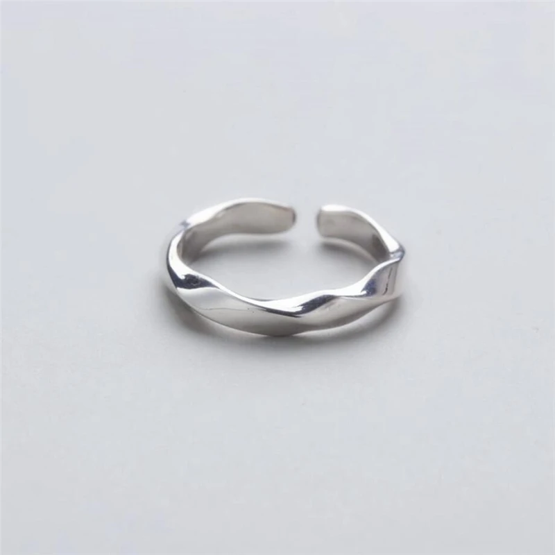 

Подошва с эффектом памяти, витая волна, геометрия, сладкое стерлинговое серебро 925, женское открывающееся кольцо изменяемого размера для женщин, ювелирные изделия, подарок на день рождения RI403