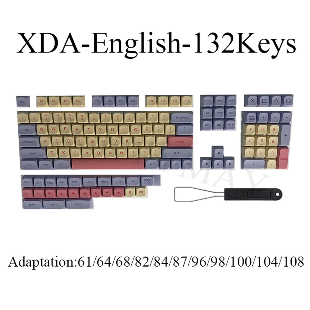 SMVP PBT 키캡 DYE-SUB XDA 프로필 132 키 캡, 회전 설탕 맞춤형 다채로운 키캡, 기계식 키보드용 귀여운 키캡