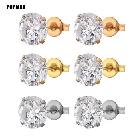 4 Prong Stainless Steel Tragus Round Clear Cubic Zirconia Ear Jewellery