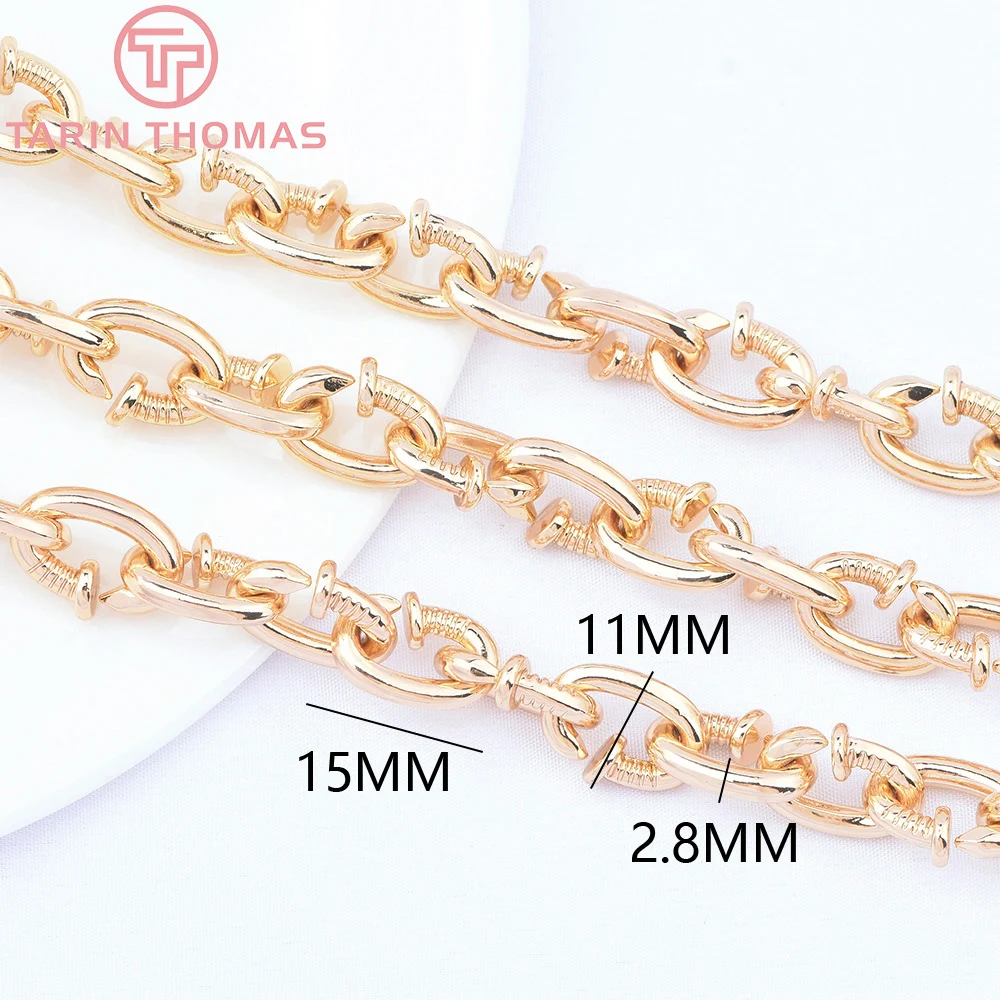 (9047) 0.5 Meter 11x15MM 24K Gold Color Brass Loose Chain Necklace Bracelet Chains High Quality Diy Jewelry Making Findings