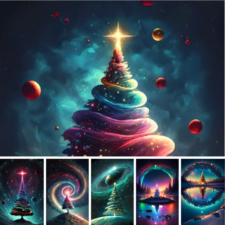 5D Diy Diamond Painting  Dream Starry Sky Tree Full Rhinestones Embroidery Mosaic Cross Stitch Kits Home Decor New Arrivals 2023