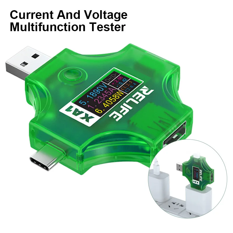 

Тестер тока и напряжения для быстрой поддержки PD QC SCP AP2.4A DCP RELIFE XA1, двунаправленный инструмент обнаружения тока