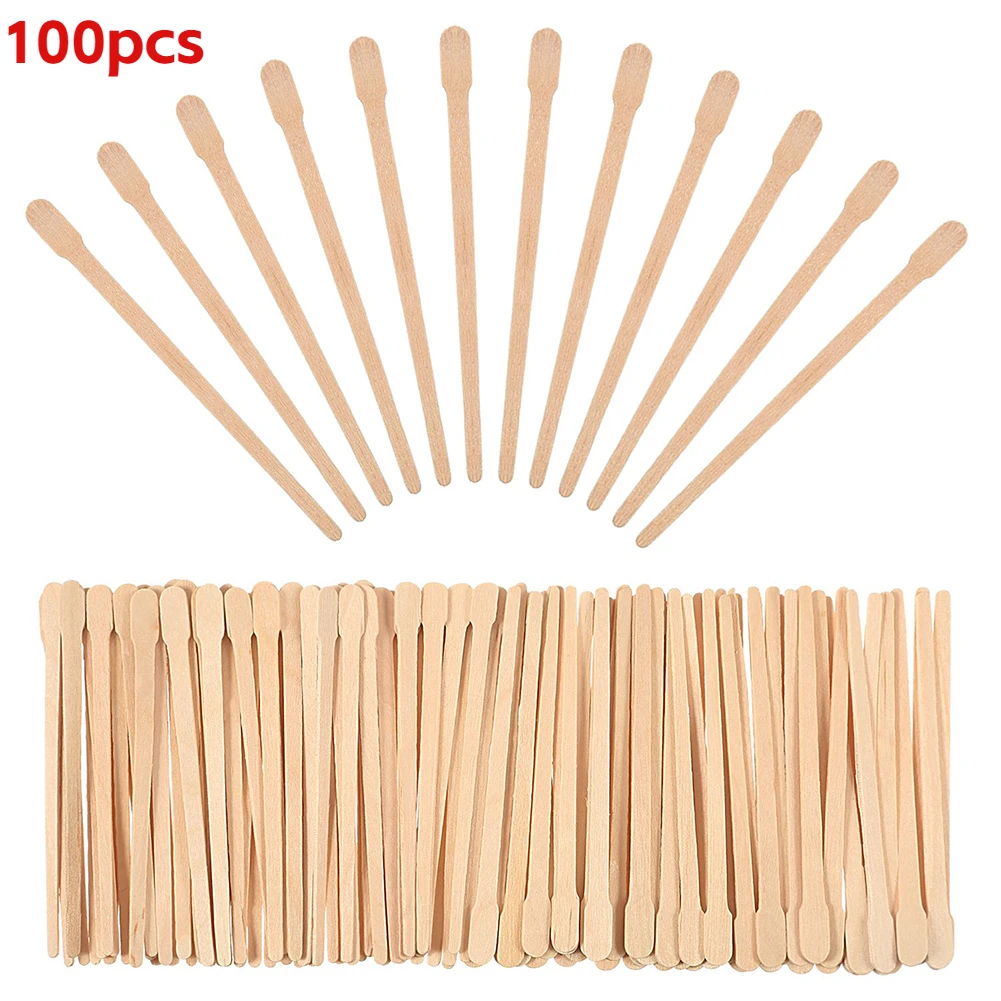 100PCS New Disposable Wooden Waxing Stick Spatulas Wax Applicator Quality Wood Sticks For Hair Eyebrow Removal Body Beauty Tool