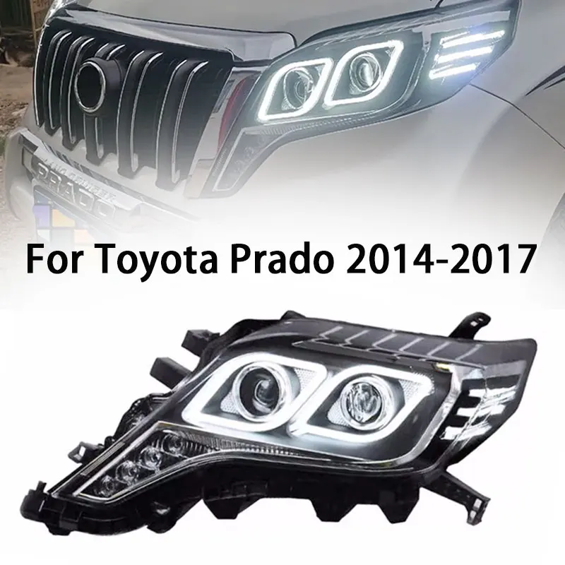 

Автомобильная светодиодная фара в сборе для 2014-2017 TOYOTA LAND CRUISER PRADO, передняя фара DRL, дневные ходовые рандовые огни, сигнал поворота