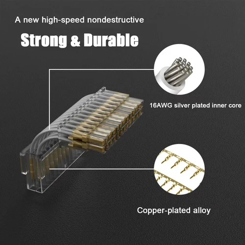 Imagen 2 del producto Adaptador de corriente ATX de 24 pines hembra a 24 pines, 8 pines macho, 90 grados, para placa base, escritorio, Cable de suministro de PC, conector de Cable de CPU