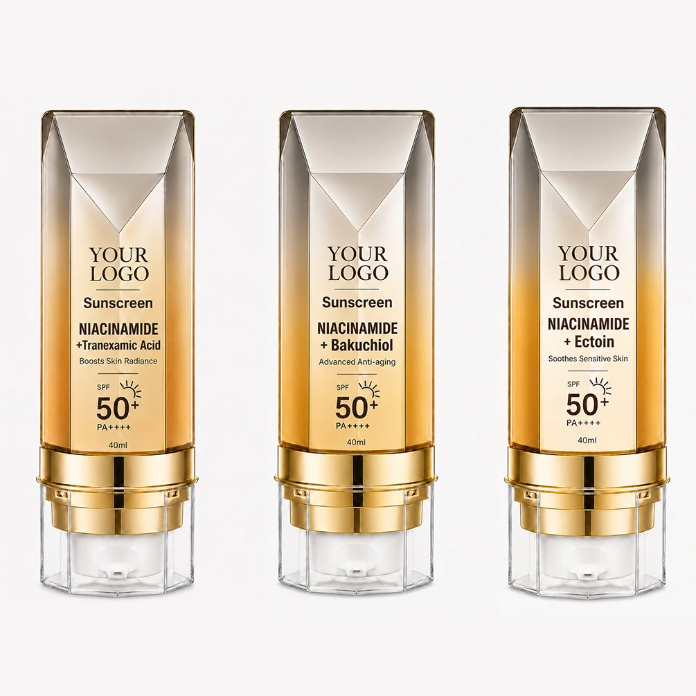 40ml Sunscreen Custom Logo VeganDaily Protection Natural Glow SPF50+ Smooth Sensitive Skin Waterproof Private Lablel Makeup