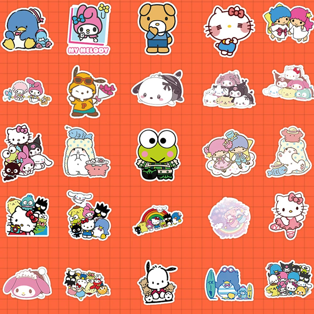 10/30/50 buah stiker kartun Sanrio Kuromi Hello Kitty stiker Anime Kawaii anak perempuan stiker DIY gitar Laptop buku harian stiker lucu mainan anak