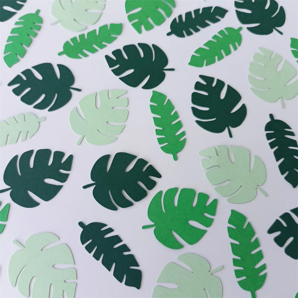 100 Stück Monstera Papier Konfetti Blatt Pflanzen Sommer Party Konfetti Dekor gefüllt Ballon Konfetti Geburtstag Hochzeit Party Dekoration – Detail 5