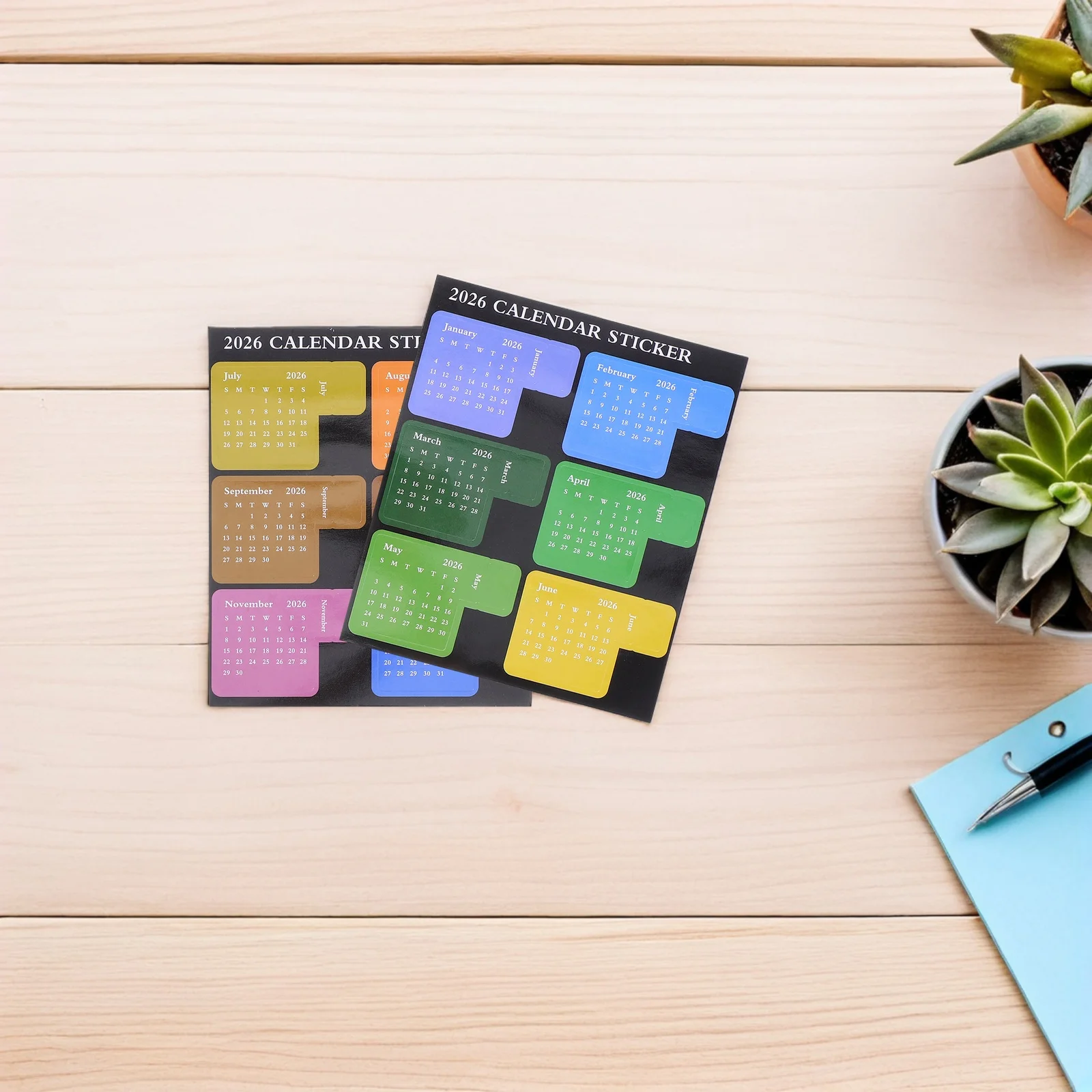 

12Set 2026 Calendar Monthly Tab Stickers Self-Stick Page Markers for Planners Notebooks Diaries Home Office School Use