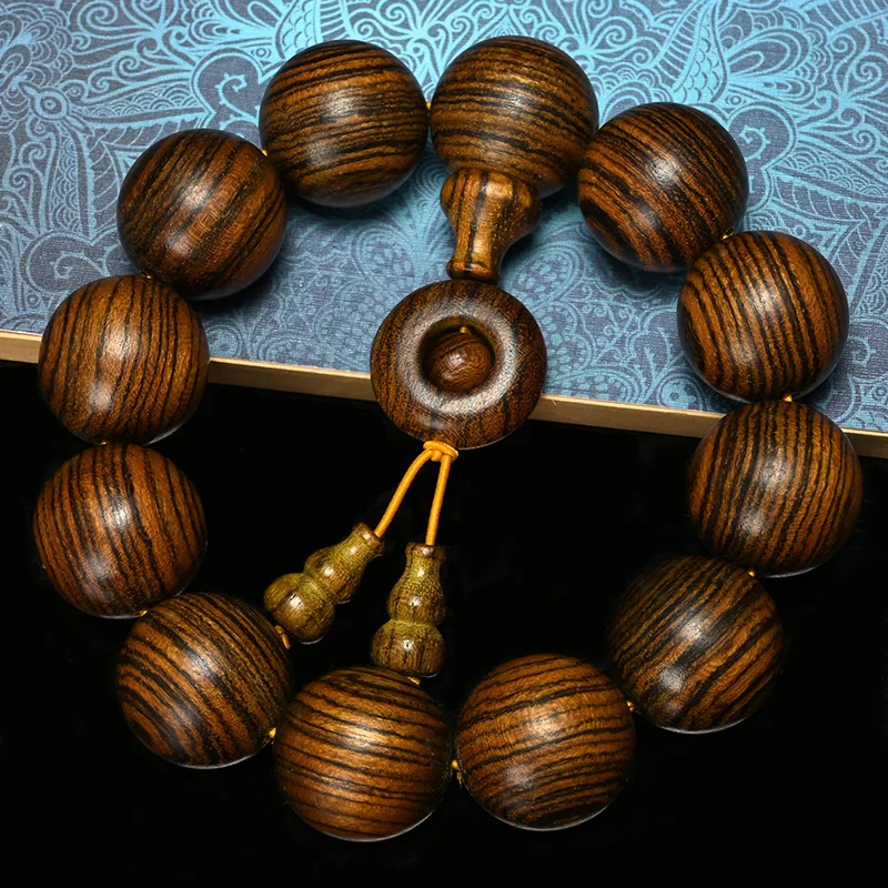 20mm Tiger Pattern African Rosewood Prayer Beads Bracelet Similar to Agarwood Bracelets Gifts
