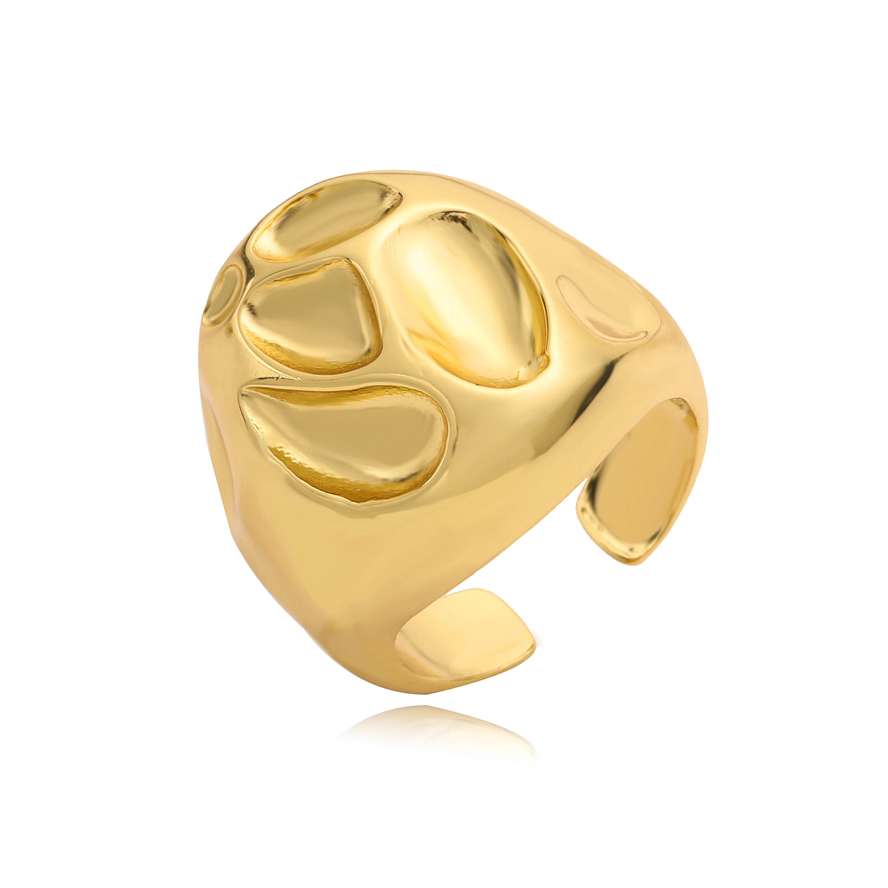 18K Gold Plated Brass Vintage Geometric Wave Rings For Women Gold Color Adjustable Rock Ring Aesthetic Wedding Jewelry Gift