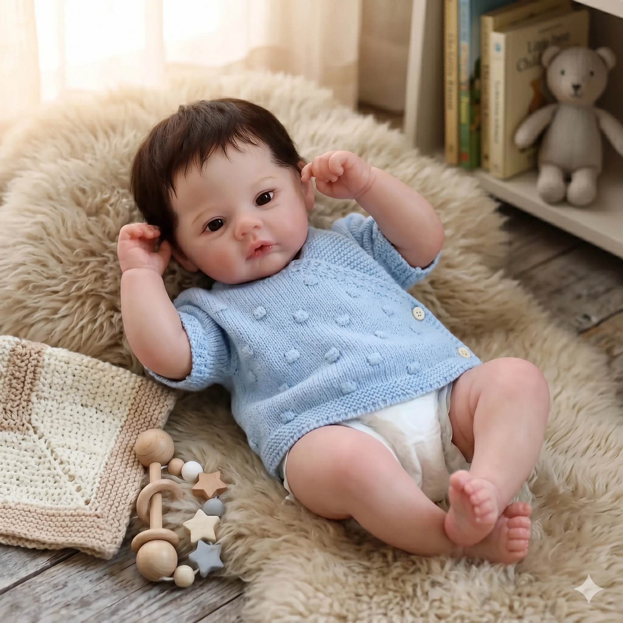 

22 Inch Lifelike Reborn Baby Doll Girl, Soft Silicone Vinyl Body with Green Tulle Dress, Braided Hair, Realistic Toddler Doll, Perfect Gift for Kids/Collectors, Birthday Christmas Toy