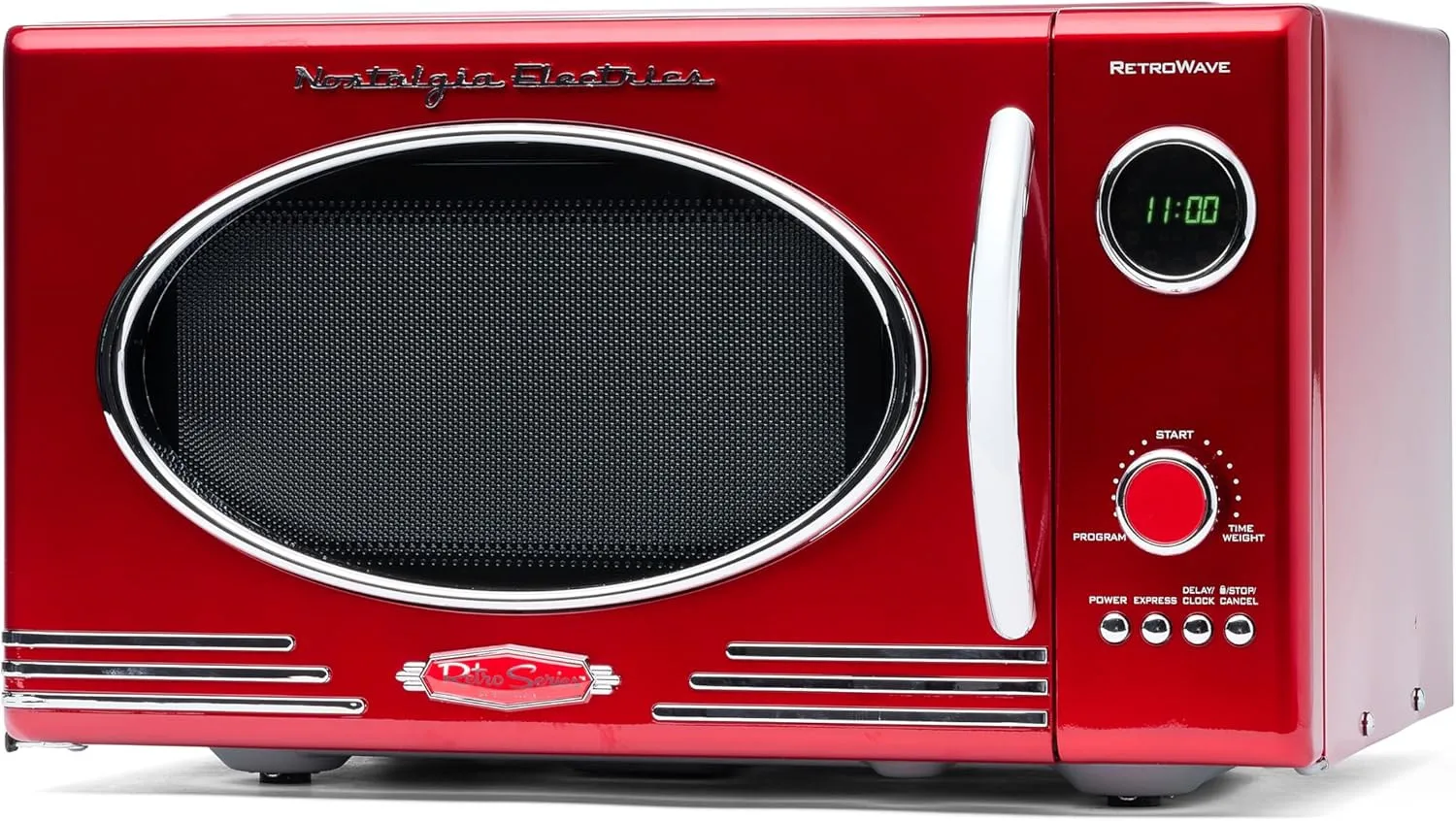 

800W Countertop Microwave Oven - 0.9 Cu Ft - Metallic Red Finish