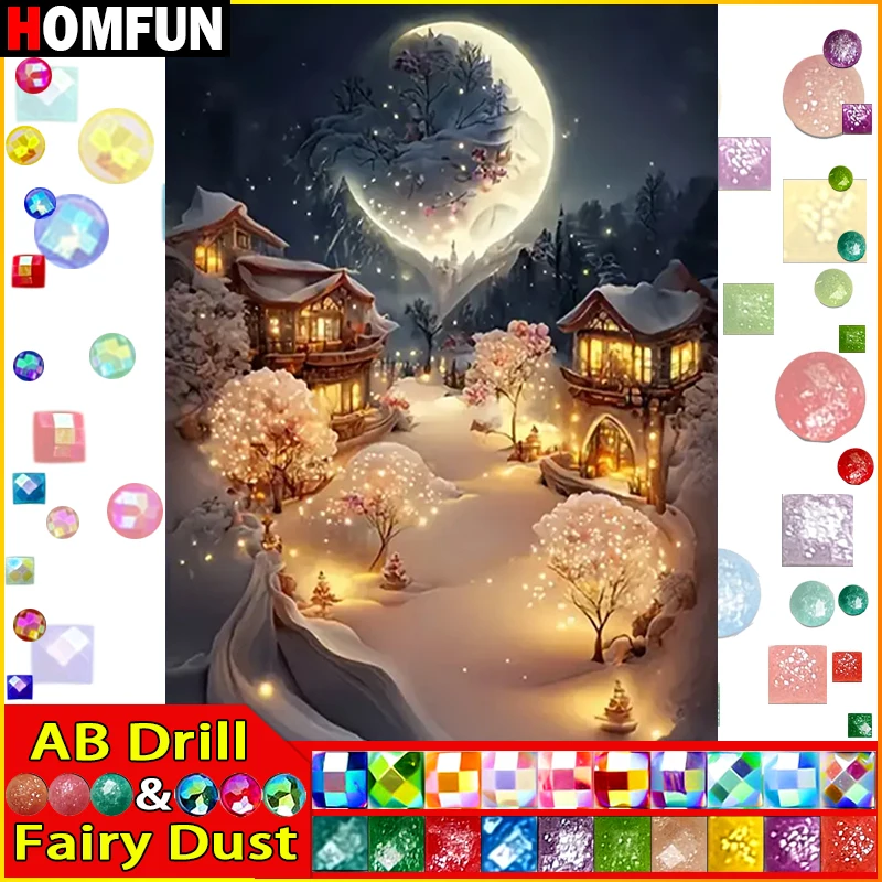 HOMFUN Fairy Dust AB Diy Full Square Round Drill 5D Diamond Painting Diamond Embroidery \